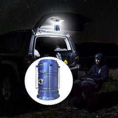 Solar Camping Lantern unfolded to bright lantern for campsite illumination.