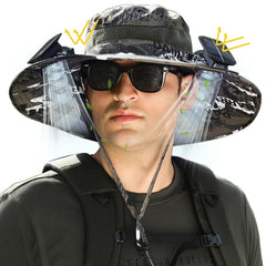 Solar Fan Hat with two solar-powered fans - side angle