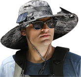 Solar Fan Hat Dark Gray with dual built-in side fans