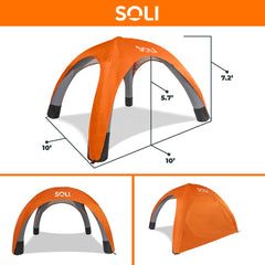 SOLI air pump in action inflating the canopy for fast shade.