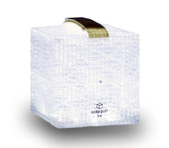 Solight Design SolarPuff lantern in collapsed form for easy packing and portability.