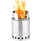 Solo Stove Titan compact design in backpack shows space-saving camping setup