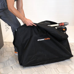 SolutionBased ShowerBuddy SB7E travel bag features durable straps for secure transport.
