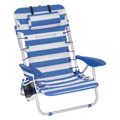 Songmics portable backpack beach chair folded for easy transport and storage.