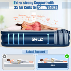 SORHE LIDKO queen air mattress with 35 internal coils for durable support.