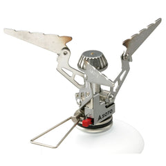 SOTO Compact Foldable Stove folded for travel and backpacking.