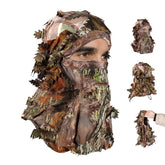 SOUFORCE camouflage 3D mask with leafy hat for forest concealment.