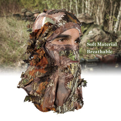 SOUFORCE ghillie mask offers forest concealment for stealthy hunts.