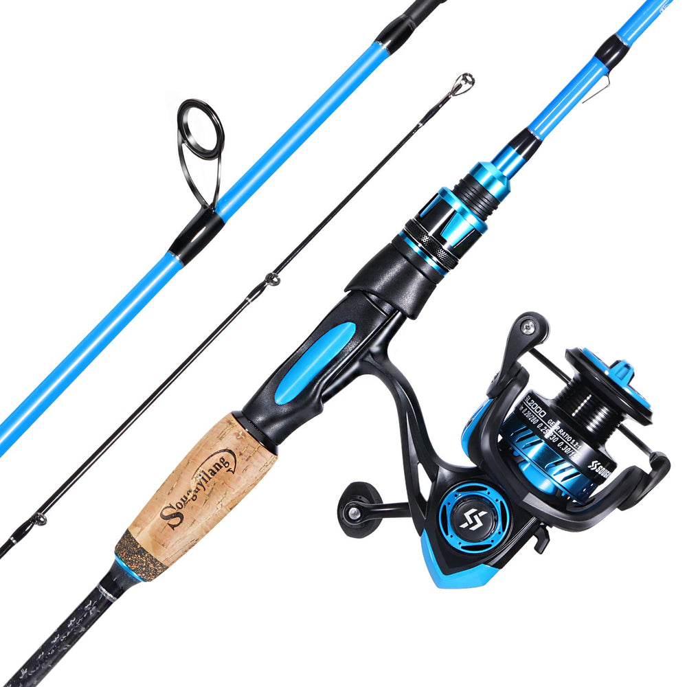Sougayilang 30-ton carbon-fiber rod blue 5.9ft close-up shows crisp casting control
