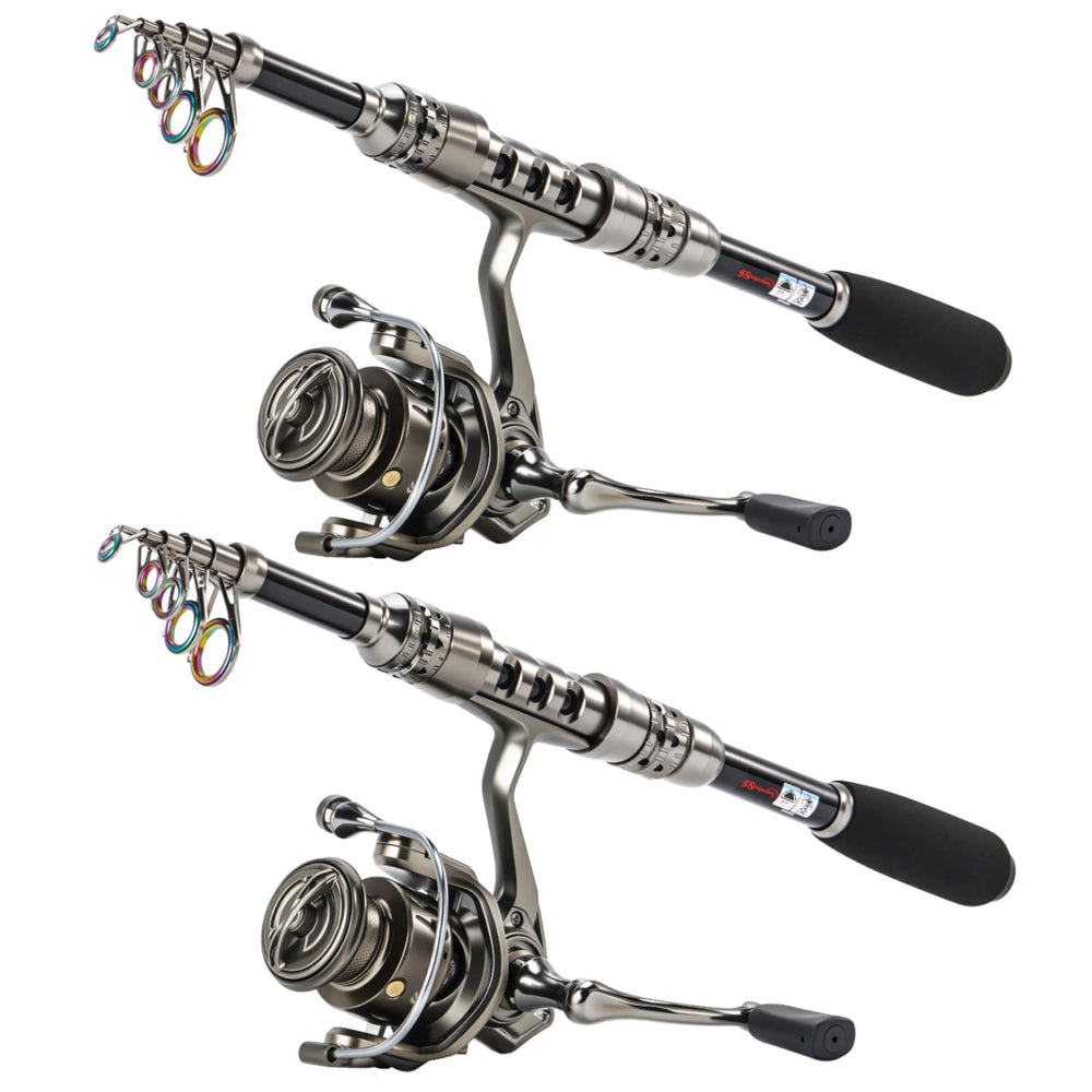 Sougayilang 5.9ft telescopic fishing rod with 12+1 BB spinning reel in a 2-pack