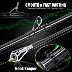 Sougayilang baitcaster rod with SuperPolymer handle offering reliable grip in wet conditions.
