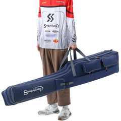 Open view showing three main compartments and pockets