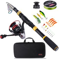 Sougayilang fishing rod combo telescopic rod, travel-friendly, ideal for quick trips.