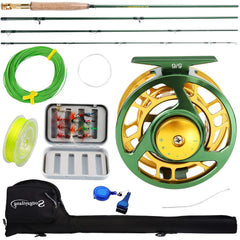 Sougayilang fly fishing rod and reel combo 9ft 4-piece green