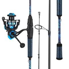 Sougayilang spinning rod two-piece compact design for easy travel and storage.