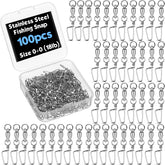 Soulchen 100 Pcs High Strength Fishing Snap Swivels ball bearing close-up