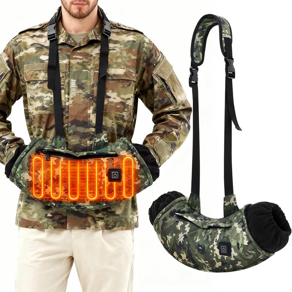 Soulchen camo heated hand-warmer pouch closed view for quick warmth