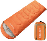 SOULOUT Mandarin Red sleeping bag open with roomy interior for all-season comfort