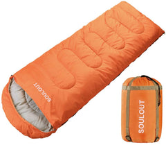 SOULOUT Mandarin Red sleeping bag open with roomy interior for all-season comfort