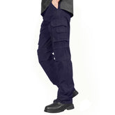 Soulsfeng mens cargo pants navy front view highlighting straight fit for daily wear
