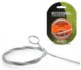 Source outdoor hydration drinking tube brush close-up shows stainless steel handle and nylon bristles