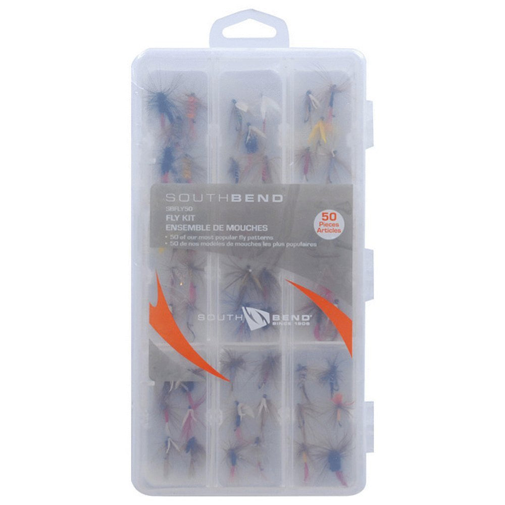 South Bend assorted flies with 10 patterns for versatile freshwater fishing
