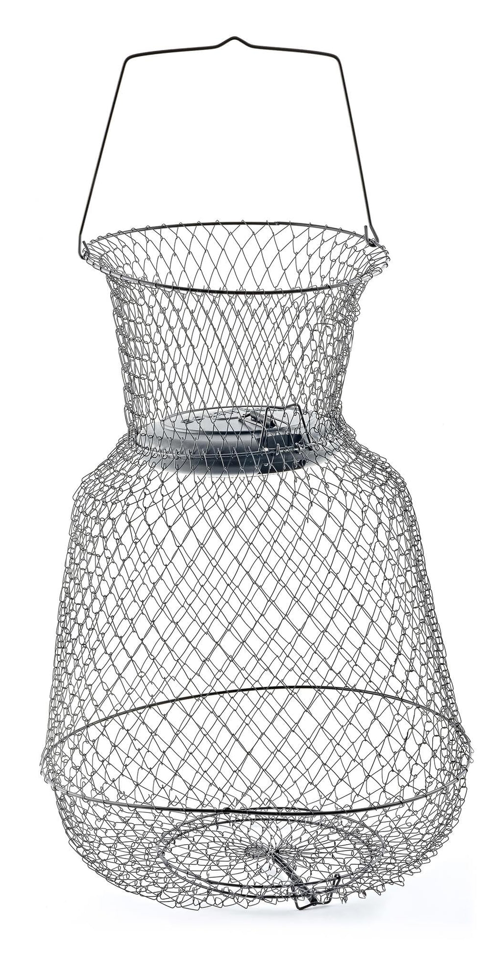 South Bend floating wire fish basket with top door showing sturdy access for quick catches