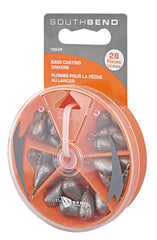 SouthBend Bass Casting Sinker assortment in silver, versatile for bass setups