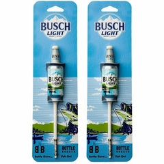 Southern Bell Brands Busch Light bottle bobbers—high visibility for bass fishing on sunny days.