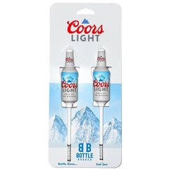 Southern Bell Brands Coors Light bottle bobbers on water for functional humor in fishing