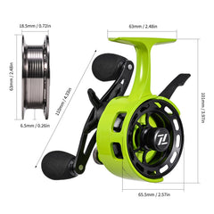 SOUUXIU ice fishing reel demonstrates a smooth brake system for precise line control.