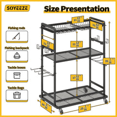 Side-mounted organizers and top baskets for reels and tackle