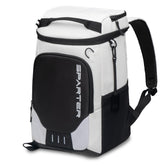 SPARTER backpack cooler front view with dual insulated compartments for drinks and snacks.
