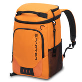 Sparter backpack cooler front view with dual insulated compartments for beverages and meals.