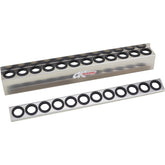 Speedway Motors torsion and radius rack front view showing durable aluminum storage for twelve bars.