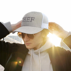 Speedy Pros 6-panel trucker cap highlights embroidery with breathable mesh for all-day comfort.