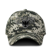 Speedy Pros camo baseball cap with German eagle embroidery for outdoor hunting and casual wear.