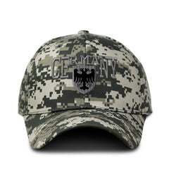 Speedy Pros camo baseball cap with German eagle embroidery for outdoor hunting and casual wear.