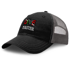 Speedy Pros Richardson Trucker Dive Master front view showing sun-ready embroidery.
