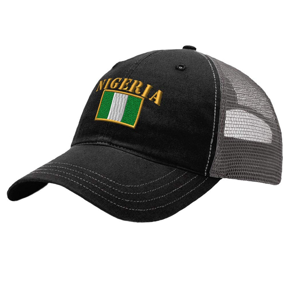 Speedy Pros Richardson Trucker Hat with Nigeria flag embroidery for stylish everyday wear.