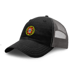 Speedy Pros trucker hat with Portugal flag embroidery, front view for bold style.