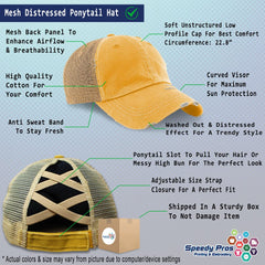 Speedy Pros ponytail cap mesh back provides breathable comfort for long days.
