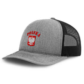Speedy Pros Richardson trucker hat with Poland seal embroidery on the front for heritage pride.