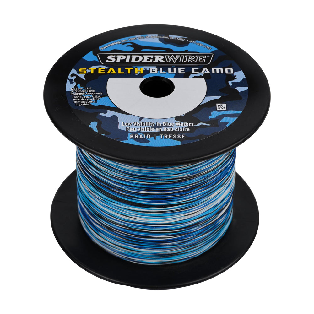 SpiderWire Stealth blue camo braid 65lb closeup shows camouflage for stealth casting