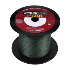 SpiderWire Stealth Braid 1500yards spool showing durable, smooth line for long casts.