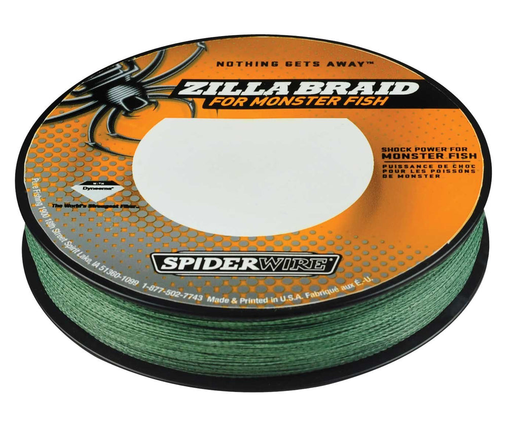 Spiderwire Zilla Braid 40lb moss green spool, ideal for big bass and smooth casting