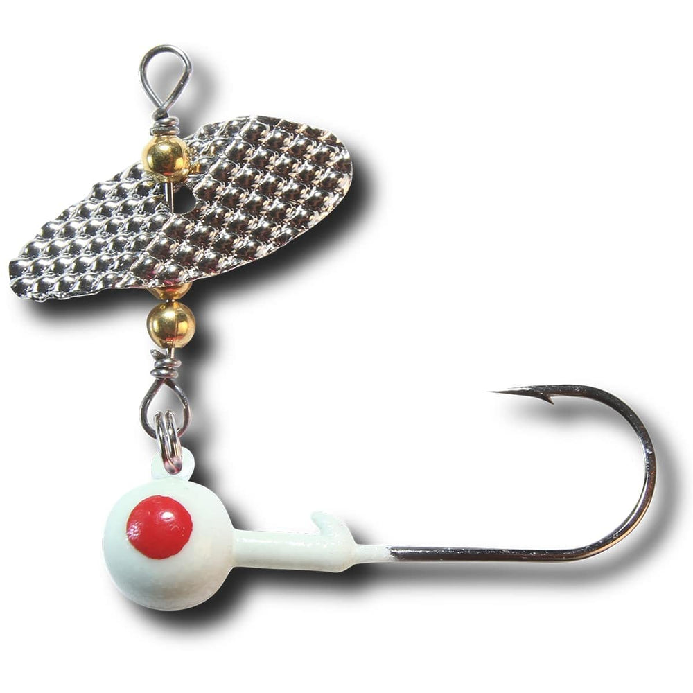 Spin A Jig by PK Lures Glow Red Dot 3/8 oz 4 Pack Junior image