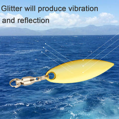 Gold and silver blades reflecting light to attract fish