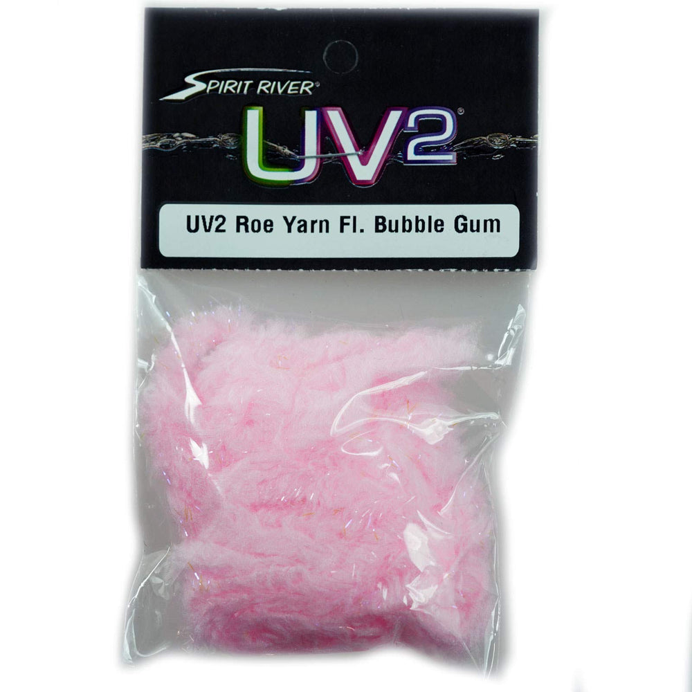 Spirit River UV2 Roe Yarn close-up with fluorescing colors for egg-pattern tying