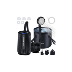 Spopal camping shower LED display shows power and temperature for easy monitoring